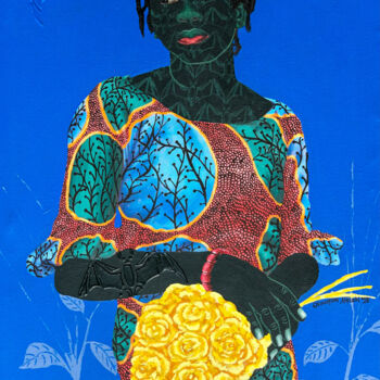 Painting titled "YELLOW ROSES" by Oluwafemi Afolabi, Original Artwork, Acrylic