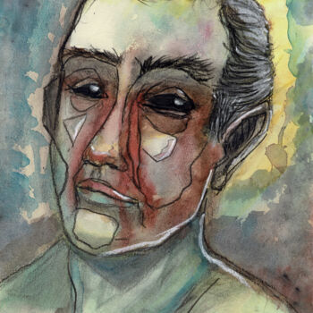 Pittura intitolato "Portrait n°6" da Victor Rosay, Opera d'arte originale, Carbone