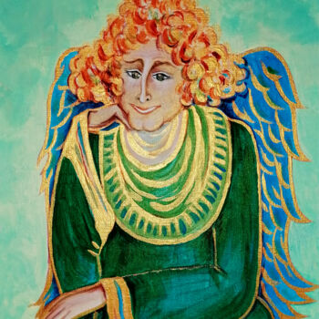Pintura titulada "Ange gardien" por Inna Viriot, Obra de arte original, Acrílico Montado en Cartulina