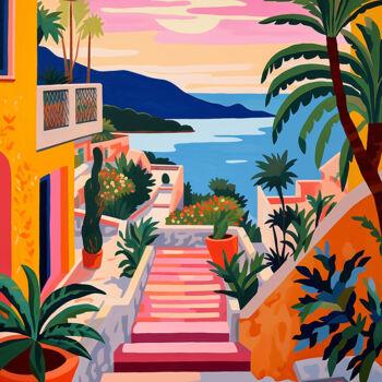 Pintura titulada "Stairway to the sea" por Kosta Morr, Obra de arte original, Acrílico Montado en Bastidor de camilla de mad…