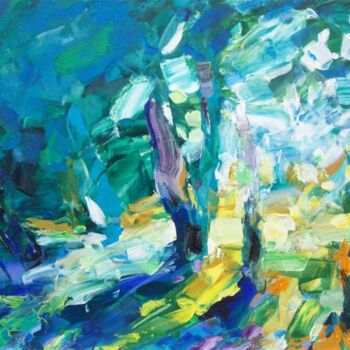 Schilderij getiteld "Sunny Forest" door Sergej Jakovlev, Origineel Kunstwerk