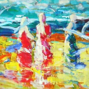 Painting titled "Women near the Sea" by Sergej Jakovlev, Original Artwork