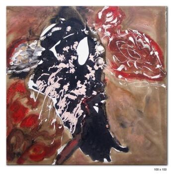 Painting titled "Robe rouge  n°0383…" by Claudine Gregoire, Original Artwork, Oil