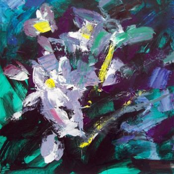 Painting titled "White Flowers" by Sergej Jakovlev, Original Artwork