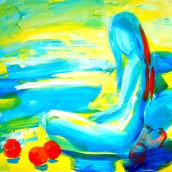 Painting titled "Girl with Apples" by Sergej Jakovlev, Original Artwork