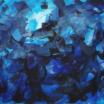 Schilderij getiteld "Blue" door Sergej Jakovlev, Origineel Kunstwerk