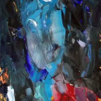 Pintura titulada "Blue Flower with th…" por Sergej Jakovlev, Obra de arte original