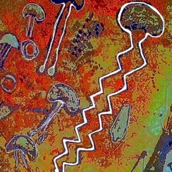 Painting titled "petroglifo 4" by Gustavo Moller, Original Artwork