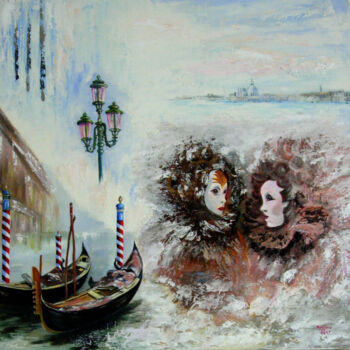 Peinture intitulée "Venise carnaval à V…" par Sylviane Petit, Œuvre d'art originale, Autre