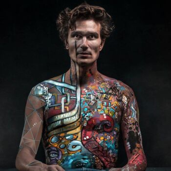Arts numériques intitulée "Body-painting pour…" par Edith Bos Boyer (EDITH DONC), Œuvre d'art originale