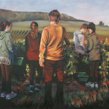Schilderij getiteld "Champagne Harvest F…" door Kimberly Aring, Origineel Kunstwerk, Olie