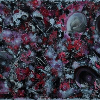 Painting titled "red night." by Karel Van Camp, Original Artwork, Acrylic