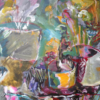 Картина под названием "0889-19 Jardin de b…" - Claudine Gregoire, Подлинное произведение искусства, Акрил