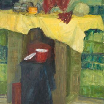 Painting titled "Still Life with a R…" by Pamela Rys, Original Artwork, Oil