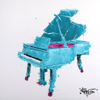 Peinture intitulée "Piano-turquoise-et-…" par Sylvain Lang, Œuvre d'art originale, Acrylique