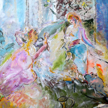 제목이 "LE THE"인 미술작품 Claudine Gregoire로, 원작, 아크릴 나무 들것 프레임에 장착됨