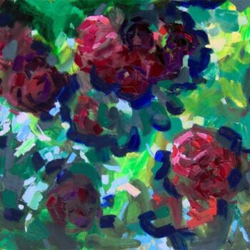 Painting titled "Roses" by Sergej Jakovlev, Original Artwork, Oil