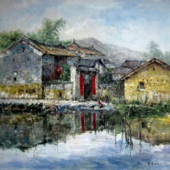 Peinture intitulée "China country house…" par Field Lynn, Œuvre d'art originale, Huile