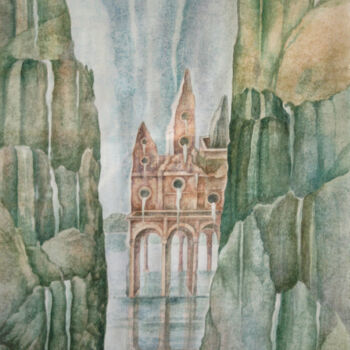 Peinture intitulée "Der Tempel des Wass…" par A.Gont, Œuvre d'art originale, Aquarelle