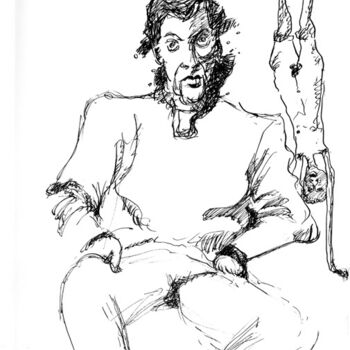 Drawing titled "Détachement" by Georges Duhamel, Original Artwork