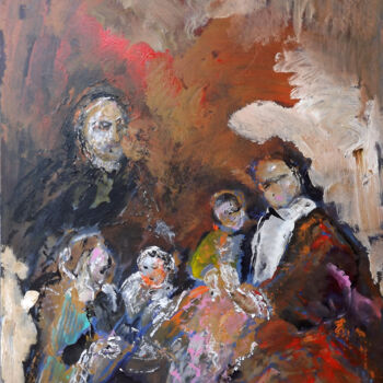 Schilderij getiteld "Famille d'après REM…" door Claudine Gregoire, Origineel Kunstwerk, Acryl