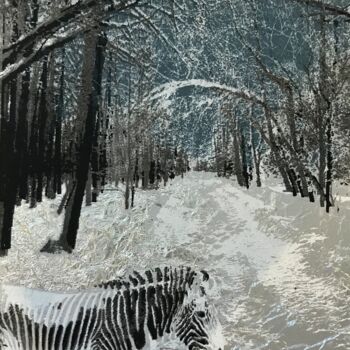 Printmaking titled "Sentier glacé" by Kew, Original Artwork, Screenprinting