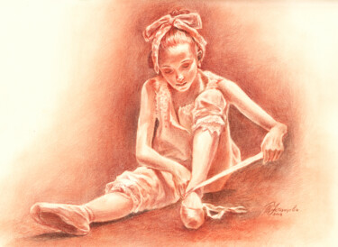 Pintura intitulada "art de la ballerine…" por Tatyana Ustyantseva, Obras de arte originais, Pastel