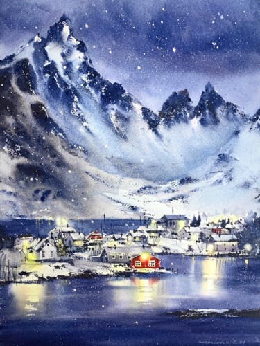 Painting titled "Lofoten Islands. No…" by Eugenia Gorbacheva, Original Artwork, Watercolor