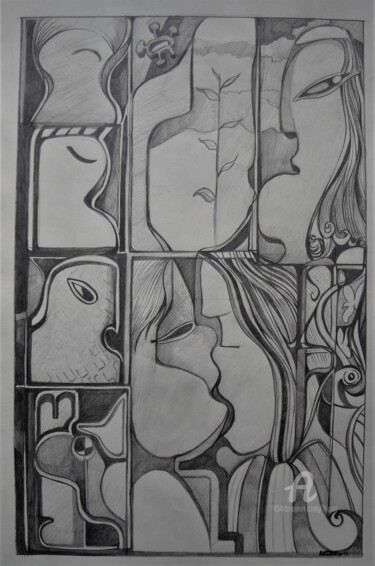 Tekening getiteld "DESSIN SANS TITRE" door Hippo, Origineel Kunstwerk, Potlood