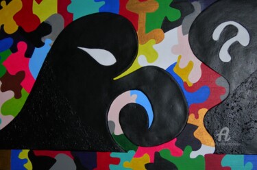 Schilderij getiteld "LA FAMILLE" door Hippo, Origineel Kunstwerk, Acryl