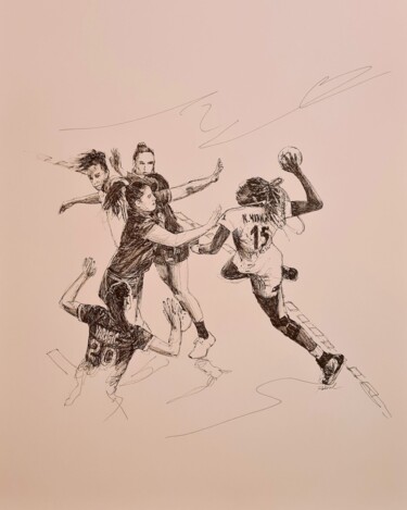 Disegno intitolato "Sport" da Karl Robial, Opera d'arte originale, Inchiostro