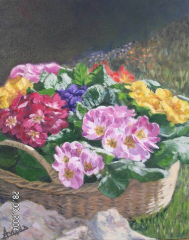 Painting titled "Le printemps est ar…" by Azucena, Original Artwork, Oil
