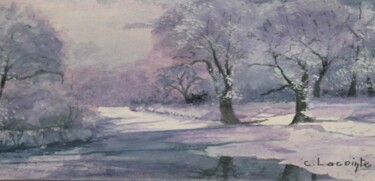 Pintura intitulada "neige" por Claude Lacointe, Obras de arte originais, Aquarela