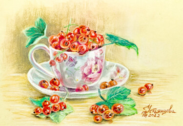 Peinture intitulée "currant berries pas…" par Tatyana Ustyantseva, Œuvre d'art originale, Pastel