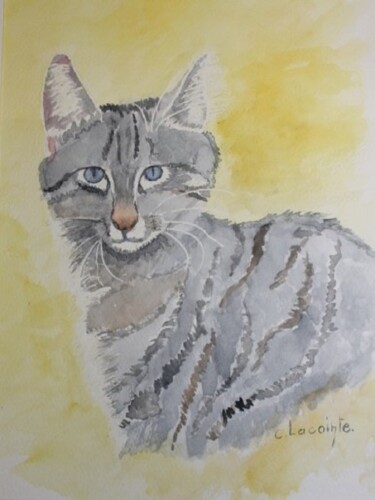 Peinture intitulée "le chat(3)" par Claude Lacointe, Œuvre d'art originale, Aquarelle