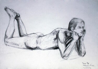 Drawing titled "Self-Made Man" by Pamela Rys, Original Artwork, Charcoal