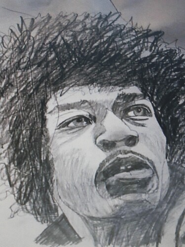 Painting titled "jimi hendrix(3)" by Claude Lacointe, Original Artwork, Pencil