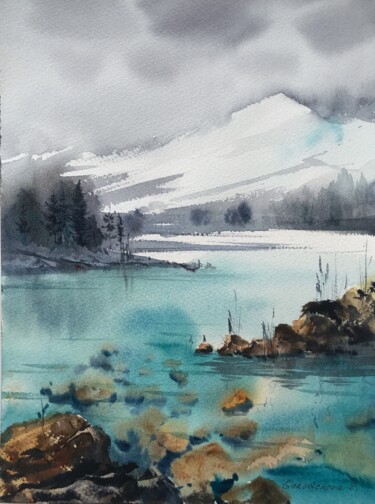 Peinture intitulée "Mountain Lake #26" par Eugenia Gorbacheva, Œuvre d'art originale, Aquarelle