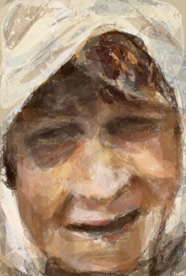 Digitale Kunst mit dem Titel "Portrait de ma mère…" von Jacky Patin, Original-Kunstwerk, Digitale Malerei