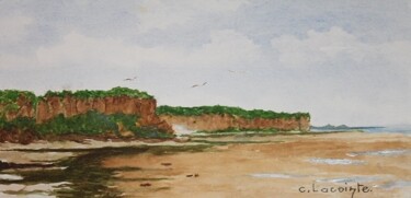 Painting titled "falaises normande(2)" by Claude Lacointe, Original Artwork, Watercolor