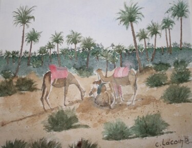 Painting titled "souvenir du maroc" by Claude Lacointe, Original Artwork, Watercolor