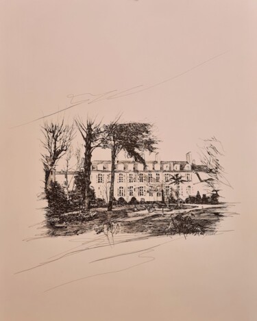 Σχέδιο με τίτλο "Hotel de Châteaugir…" από Karl Robial, Αυθεντικά έργα τέχνης, Μελάνι