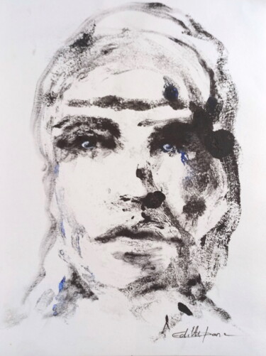 Printmaking titled "Une femme apparait" by Edith Bos Boyer (EDITH DONC), Original Artwork, Monotype