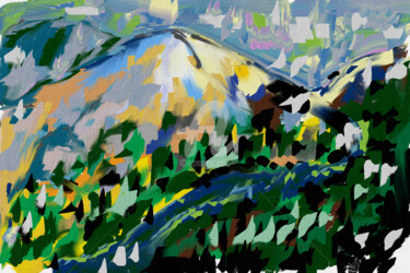 Arte digitale intitolato "montagne d'autunno…" da Fabio Presicce, Opera d'arte originale, Pittura digitale