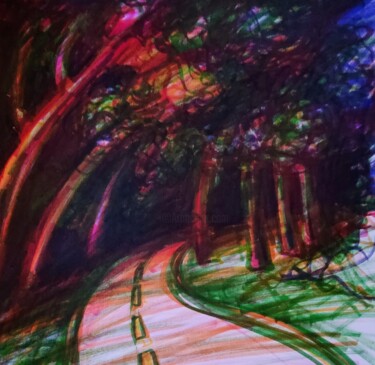 Tekening getiteld "Un chemin de vie (1)" door Corinne Courlet, Origineel Kunstwerk, Inkt