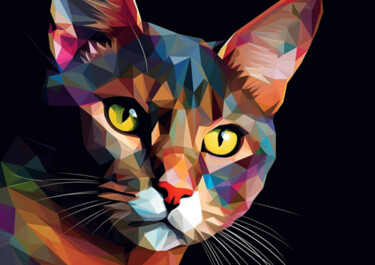 Digitale Kunst getiteld "LEON CAT" door Cathy Massoulle (SUNY), Origineel Kunstwerk, AI gegenereerde afbeelding