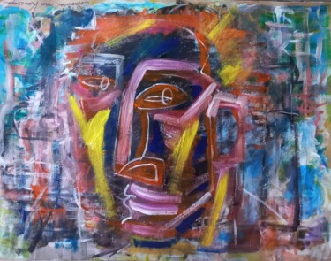 Painting titled "" derrière la porte…" by Sam Keusseyan, Original Artwork, Acrylic