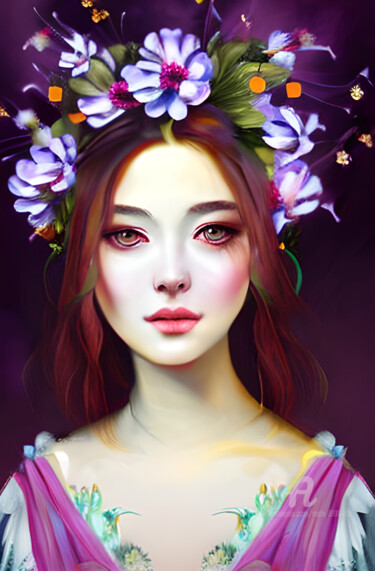 Digital Arts titled "FLOWER GIRL n°2" by Mala, Original Artwork, 2D Digital Work