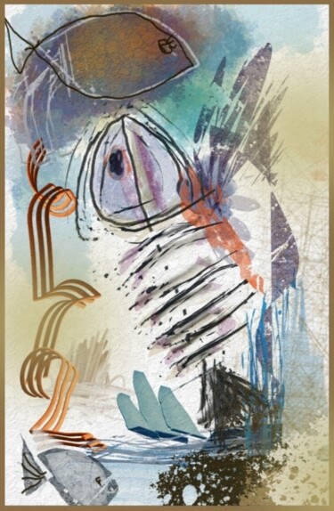 Arts numériques intitulée "Le panier à poisson…" par Jacky Patin, Œuvre d'art originale, Peinture numérique