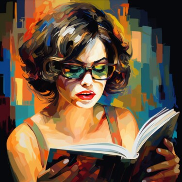 Digital Arts titled "READING WOMAN 2" by Claudia Sauter (Poptonicart), Original Artwork, Digital Collage